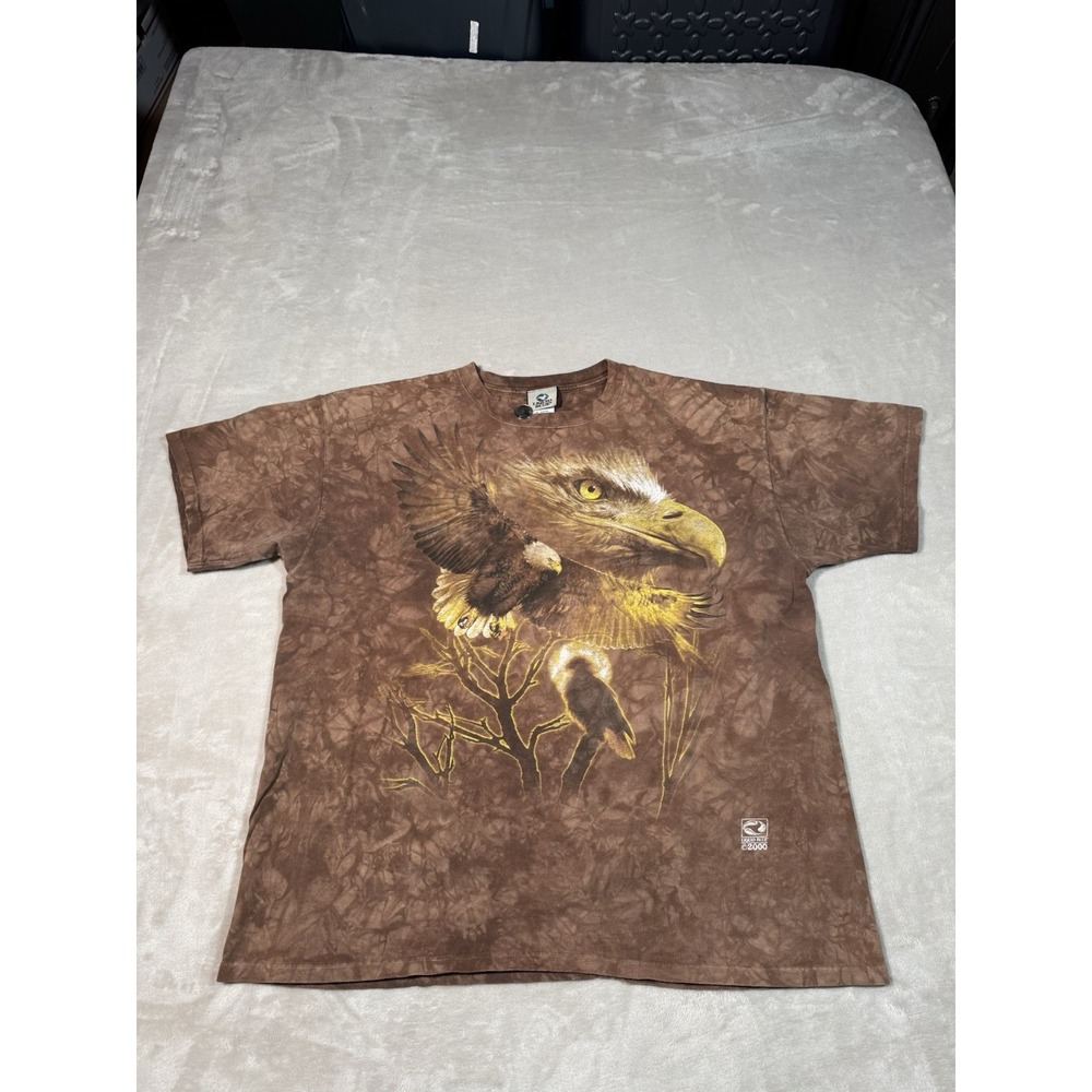 Vintage Liquid Blue T Shirt Size XL Brown Eagles Tie Dye Y2K